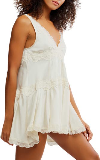Lace Trim Satin Mini Slipdress