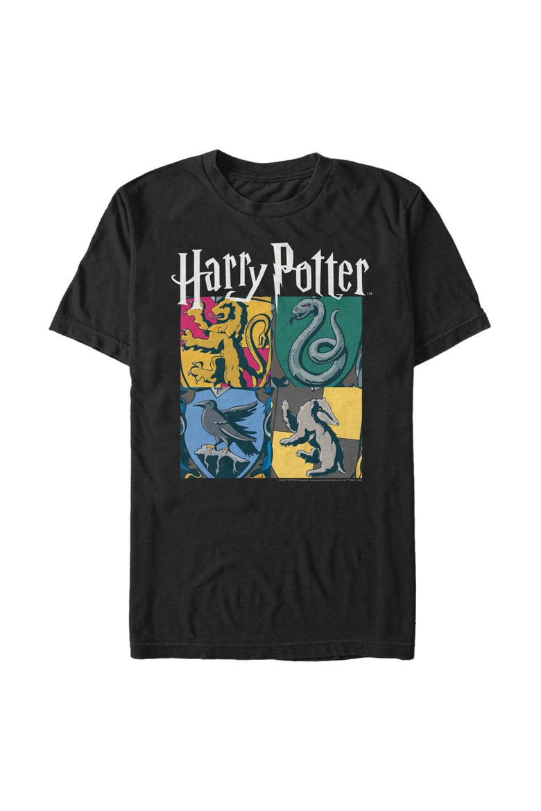 Men's Harry Potter Hogwarts Houses Vintage Collage  Graphic T-Shirt, Alternate, color, Black