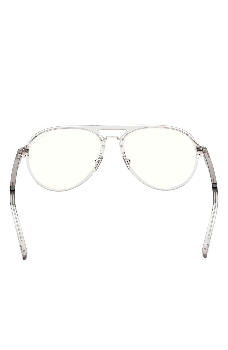 TOM FORD 57mm Pilot Blue Light Blocking Optical Glasses, Alternate, color, Light Grey / T Logo