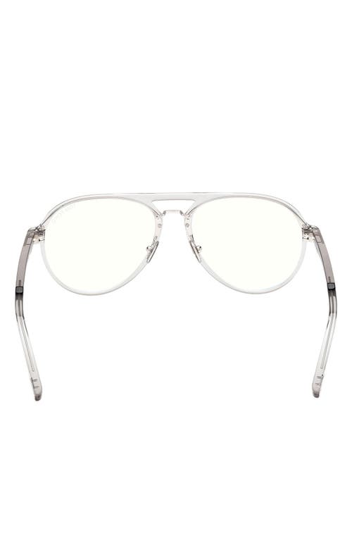 Tom Ford 57mm Pilot Blue Light Blocking Optical Glasses In Gray