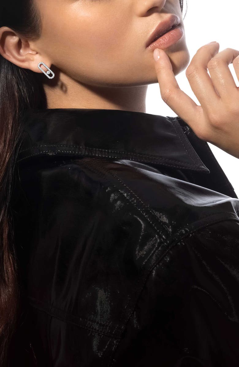 Messika Move Uno Diamond Pavé Stud Earrings, Alternate, color, White Gold