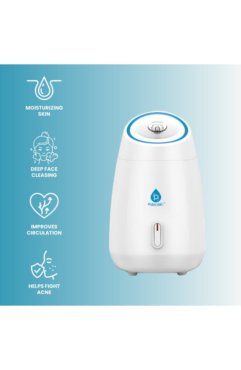 PURSONIC Glow & Renew Skincare Bundle Facial Steamer, 7-in-1 LED Light Therapy Device & Vitamin C 20% Serum, Alternate, color, White