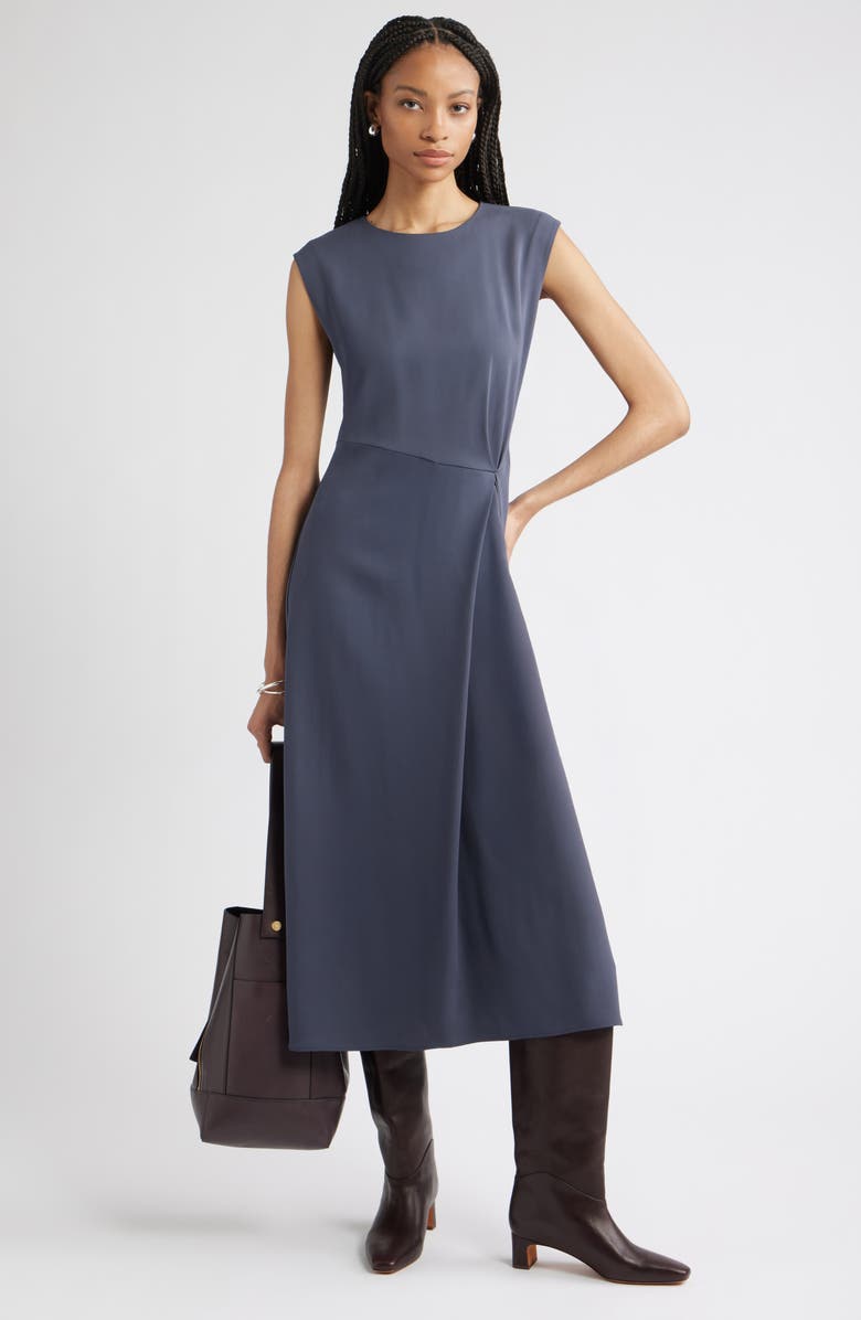 Front Pleat Midi Dress