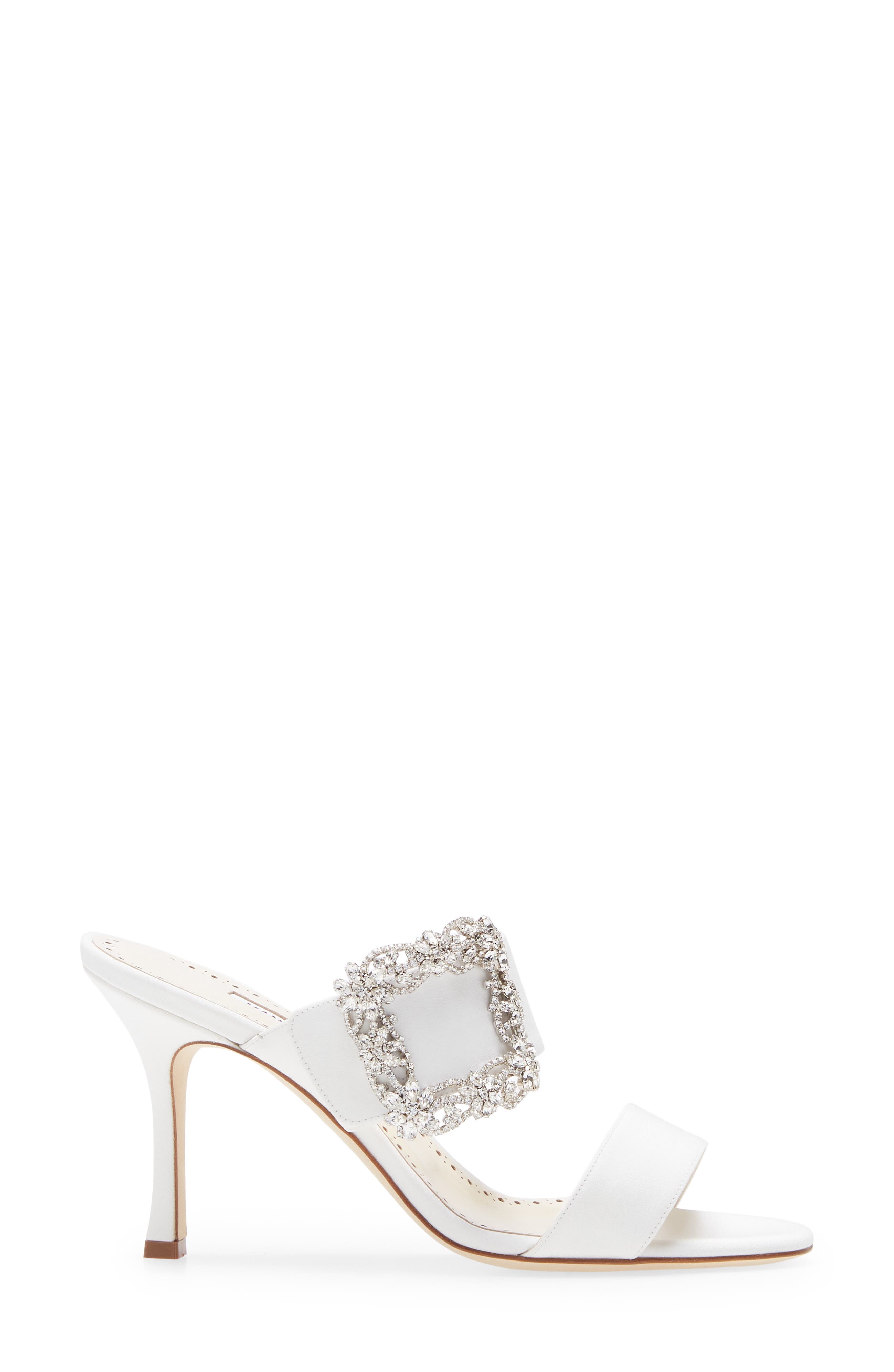 Manolo Blahnik Gable Crystal Buckle Slide Sandal, Alternate, color, 