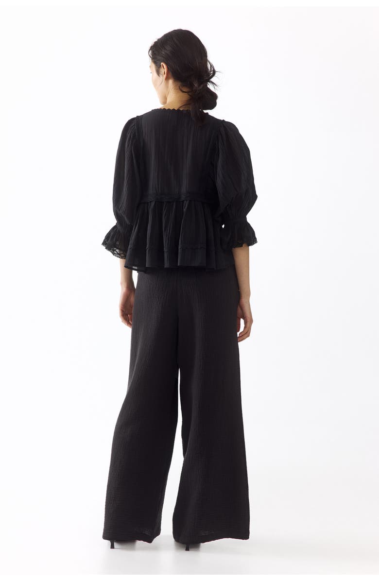 H&M Straight Muslin Trousers, Alternate, color, Nearly Black