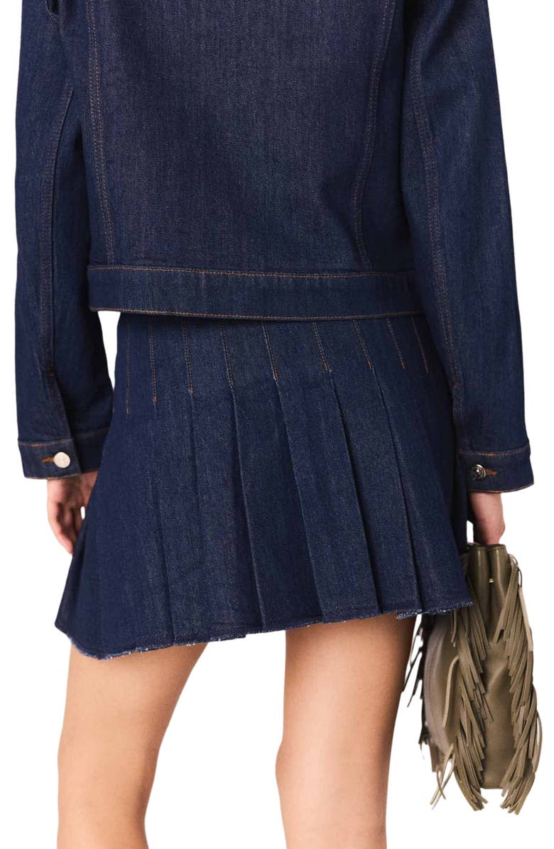 maje Short denim skirt with lining, Alternate, color, Navy