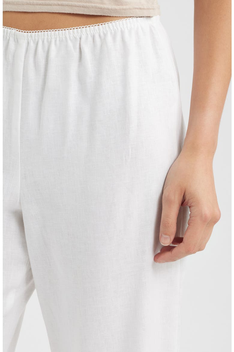 Lilah Lace Trim Linen Pants, Alternate, color, WHITE