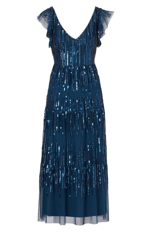 ADRIANNA PAPELL ADRIANNA PAPELL SEQUIN TIERED MESH GOWN 