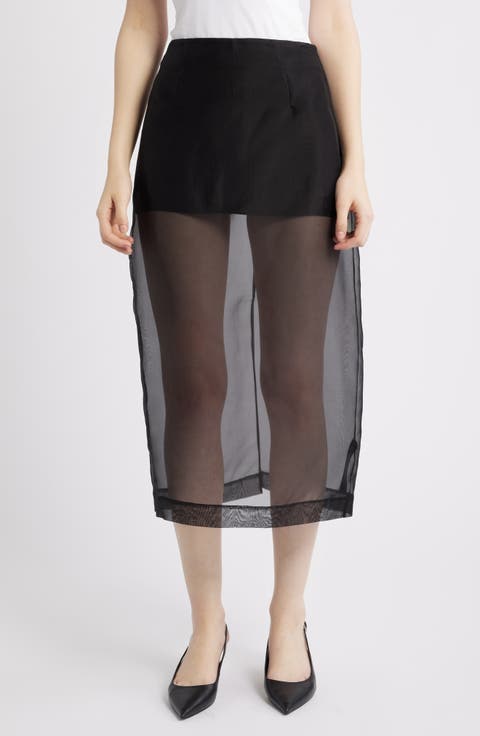Silk Organza Pencil Skirt
