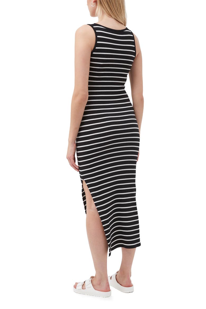 Tommy Rib Tank Dress, Alternate, color, BLACK/ SUMMER WHITE