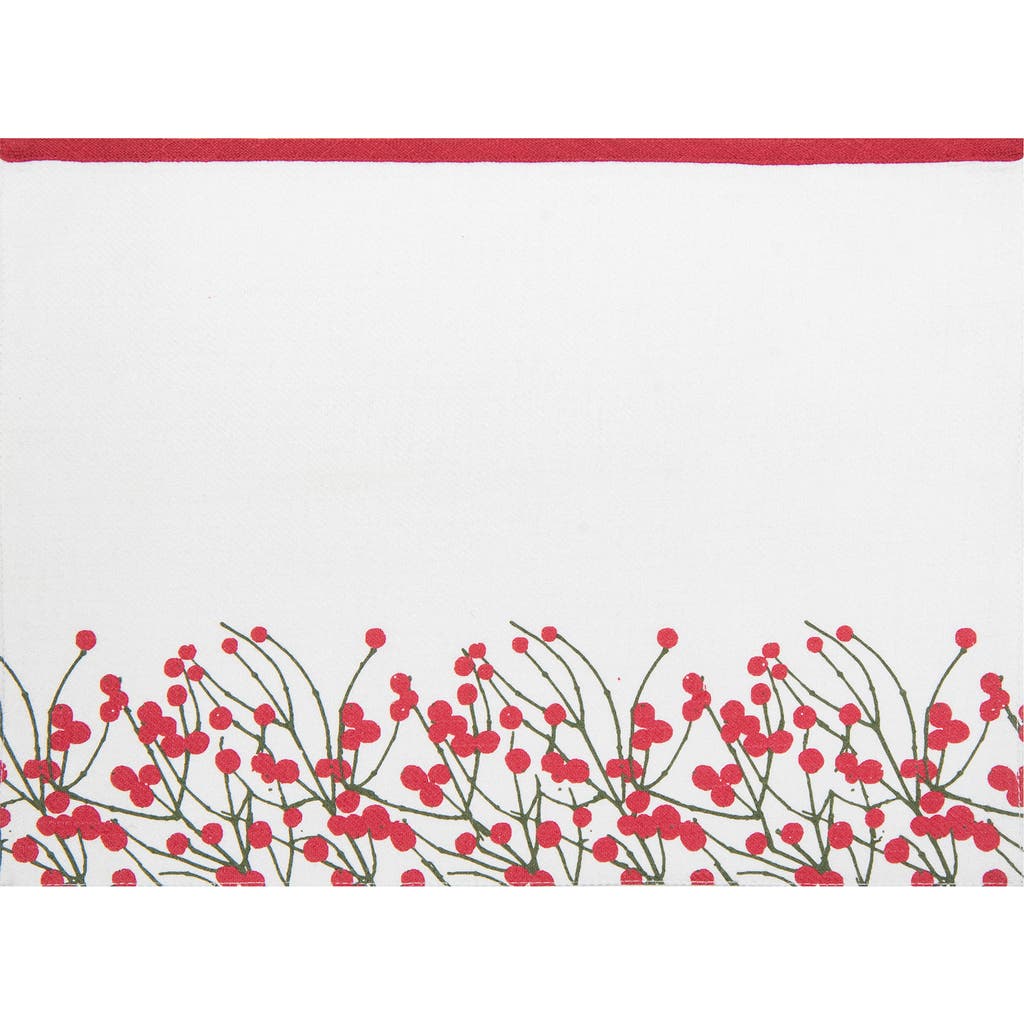 C & F Home C&f Home Berries Embroidered Placemats Set Of 6 White And Red Border, 13" X 18" In White