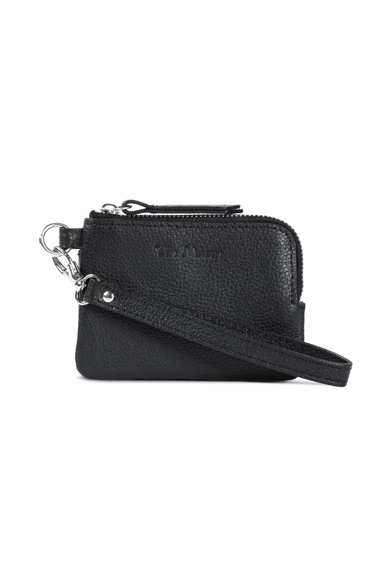 Tin Marin Gina Leather Top Zip Wallet, Main, color, Black