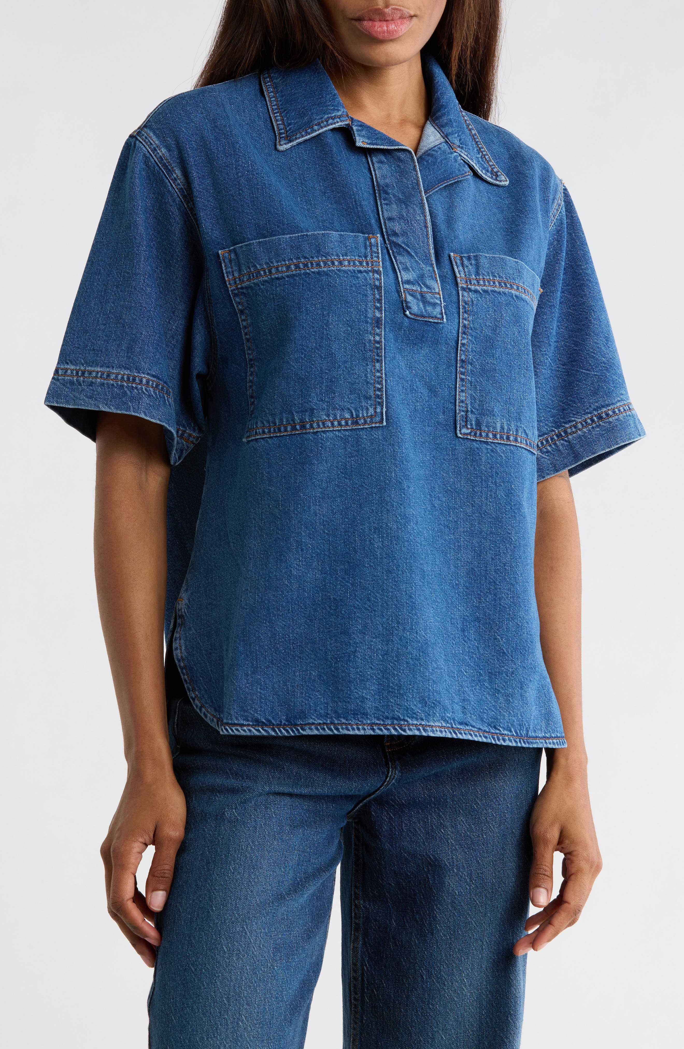 FRAME The High-Low Denim Shirt