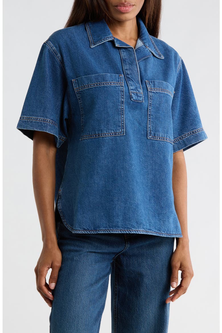 The High-Low Denim Shirt, Main, color, VESSEL