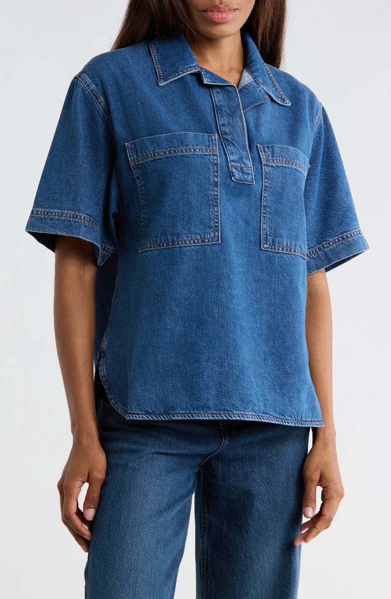 FRAME The High-Low Denim Shirt, Main, color, Vessel