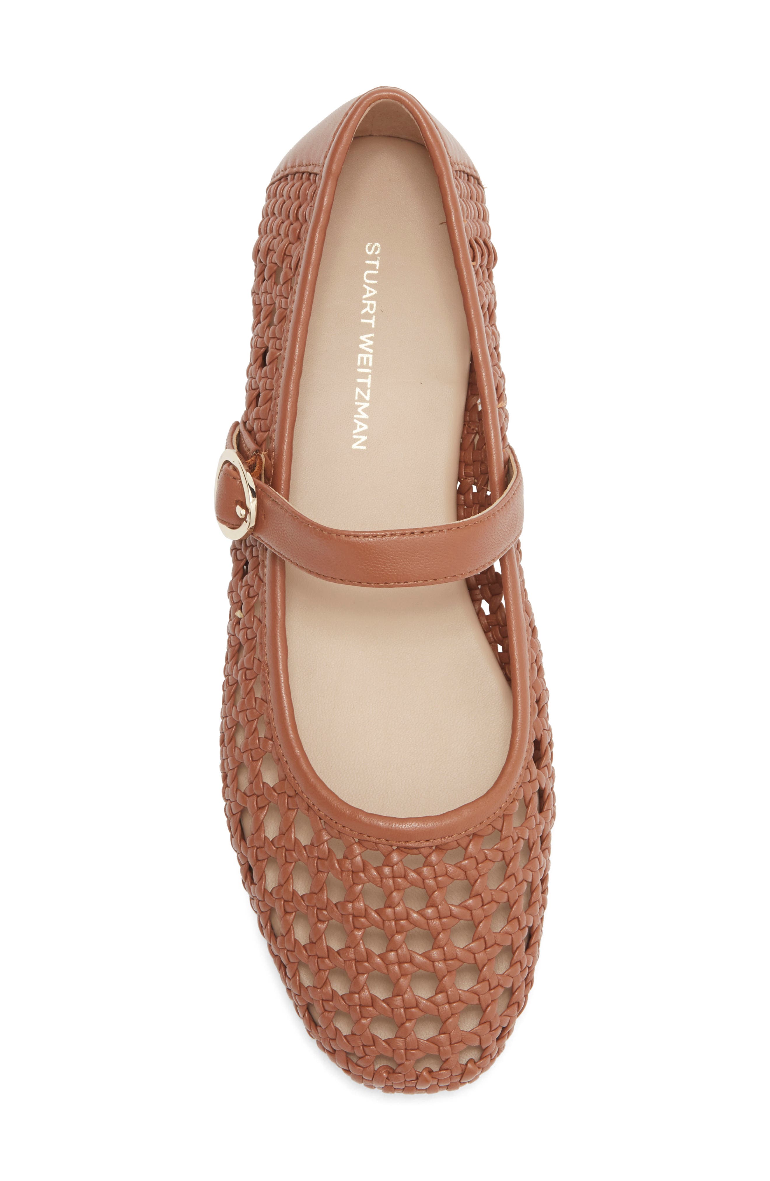 Stuart Weitzman Freya Mary Jane Flat, Alternate, color, Saddle