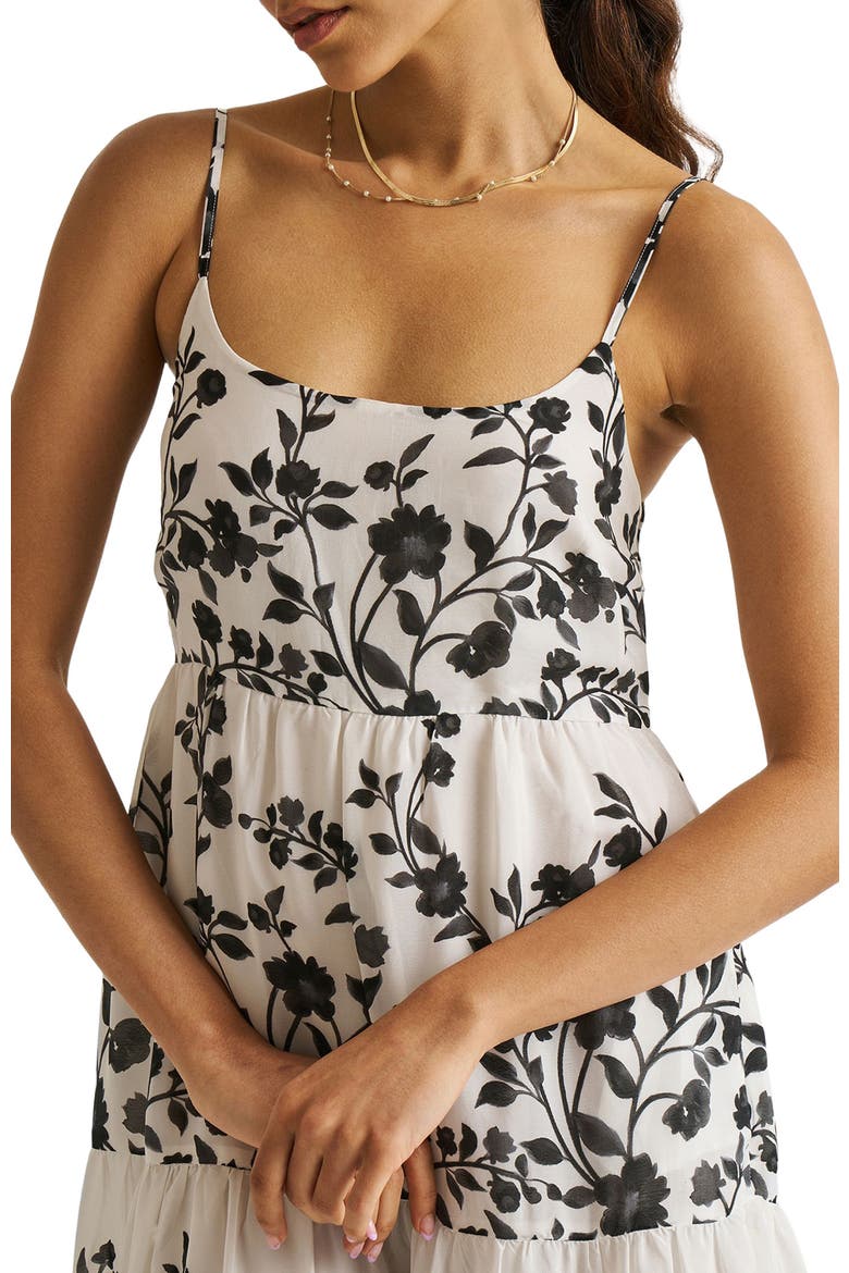 Strappy Tiered Maxi Dress, Alternate, color, Vines and Twirls Black