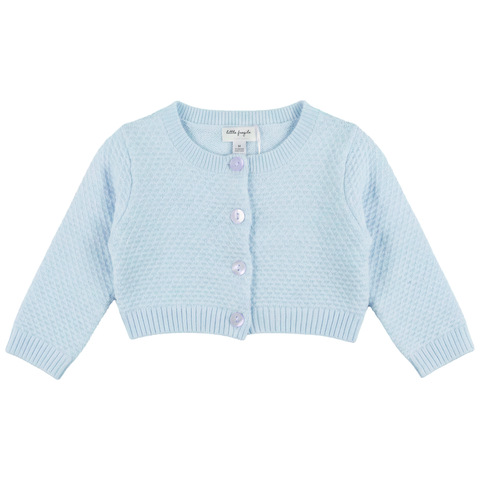 Girl Popcorn Knit Cropped Shell Button Cardigan