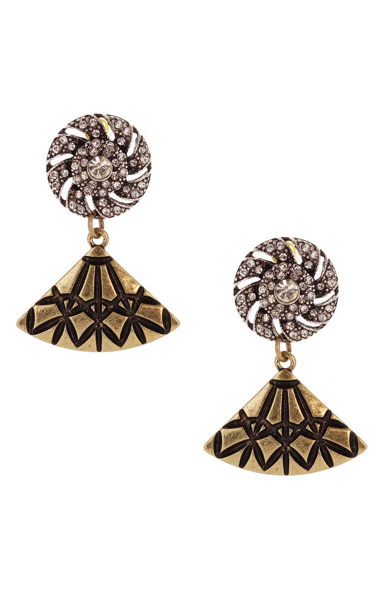 OLIVIA WELLES Kallista Deco Drop Earrings, Main, color, Burnished Gold / Clear