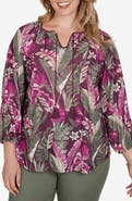 RUBY RD Tropical Print Slub Top