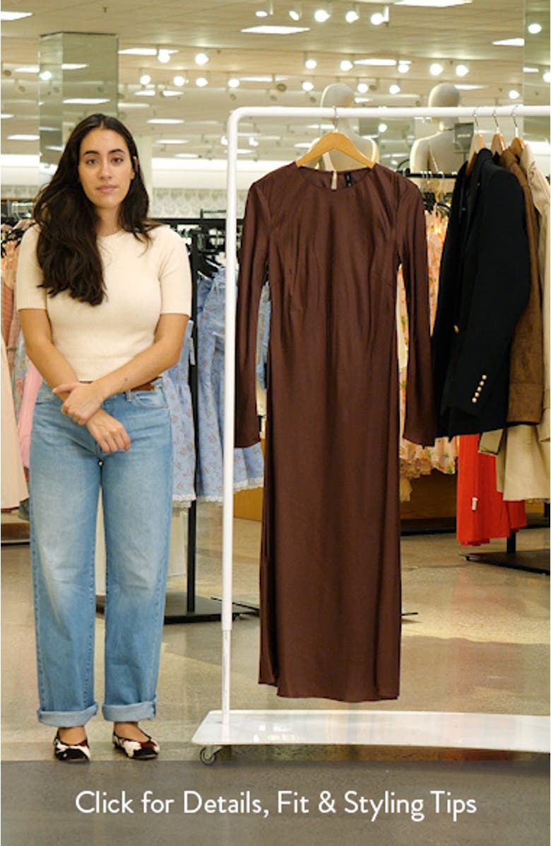 Long Sleeve Satin Midi Dress, sales video thumbnail