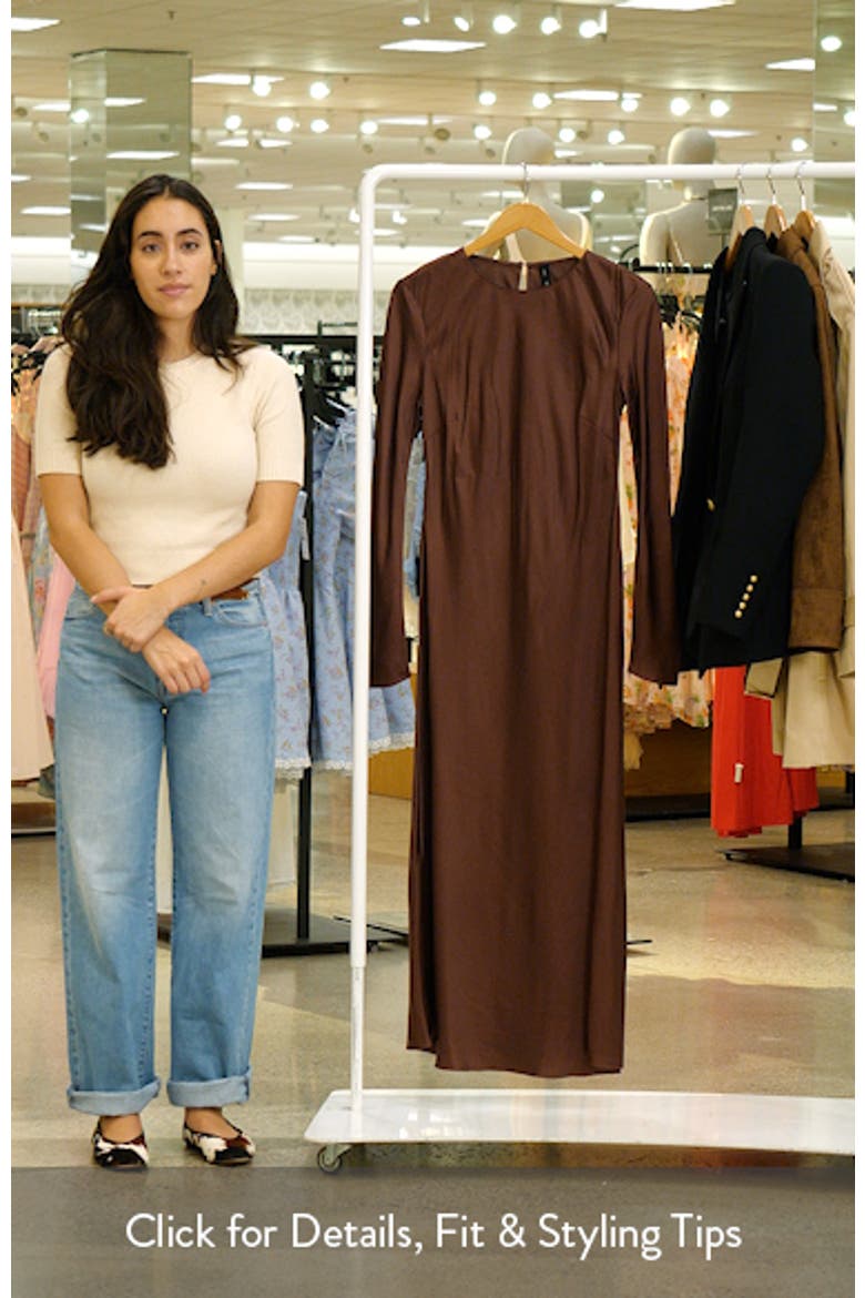 Long Sleeve Satin Midi Dress video