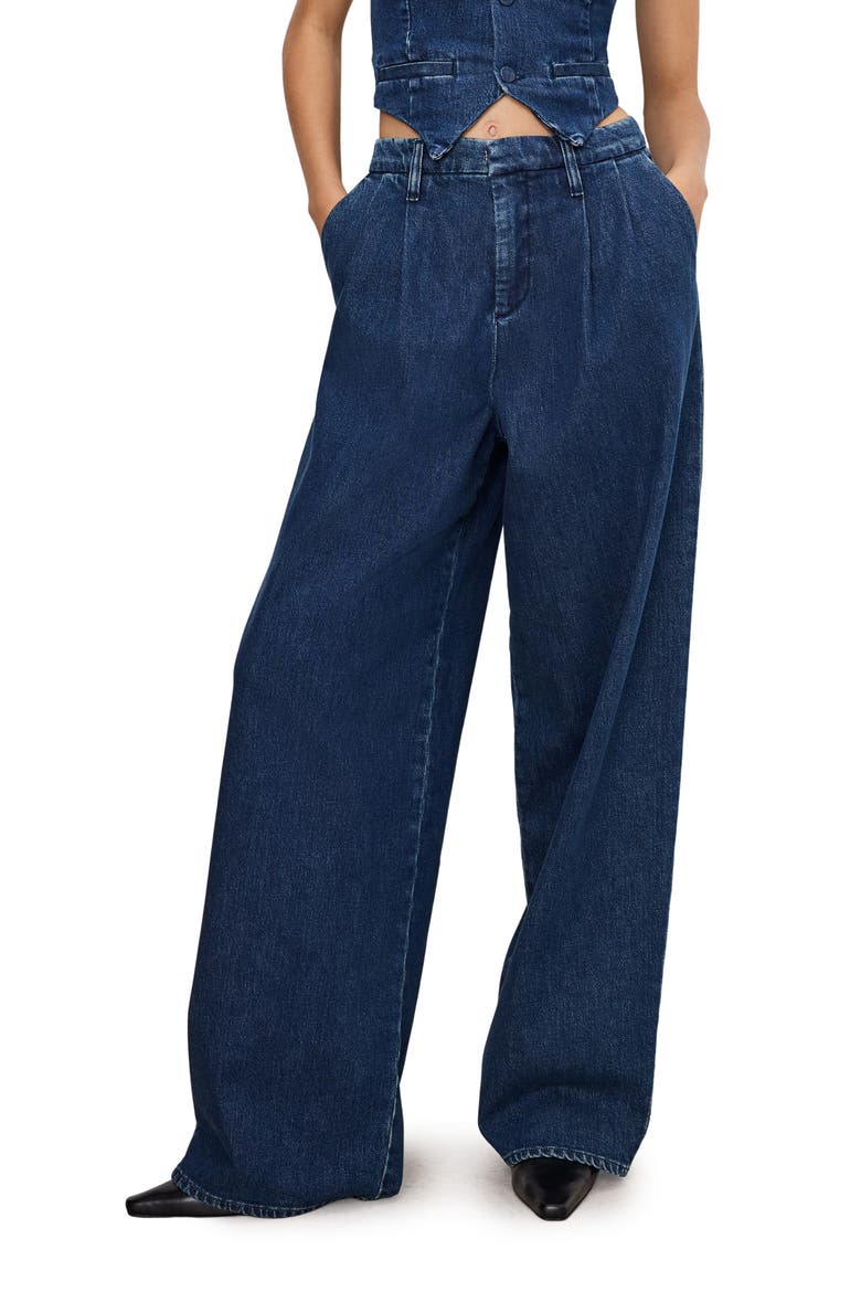 Good '90s Pleated Wide Leg Jeans, Main, color, INDIGO724