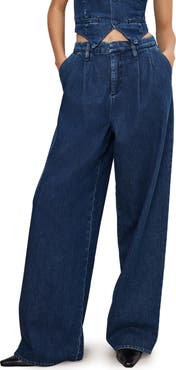 Good American Good '90s Pleated Wide Leg Jeans