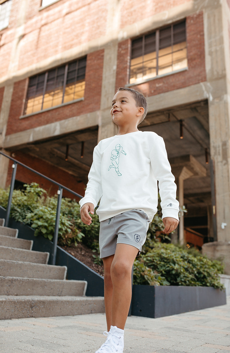 Little Paper Kids Football Fleece Parker Sweatshirt, Alternate, color, Off White