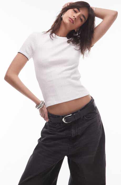 Topshop Pointelle Crop Top