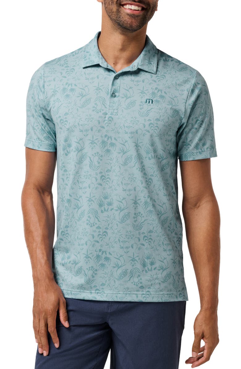TravisMathew Featherweight Paradise Floral Polo, Main, color, Forget Me Not