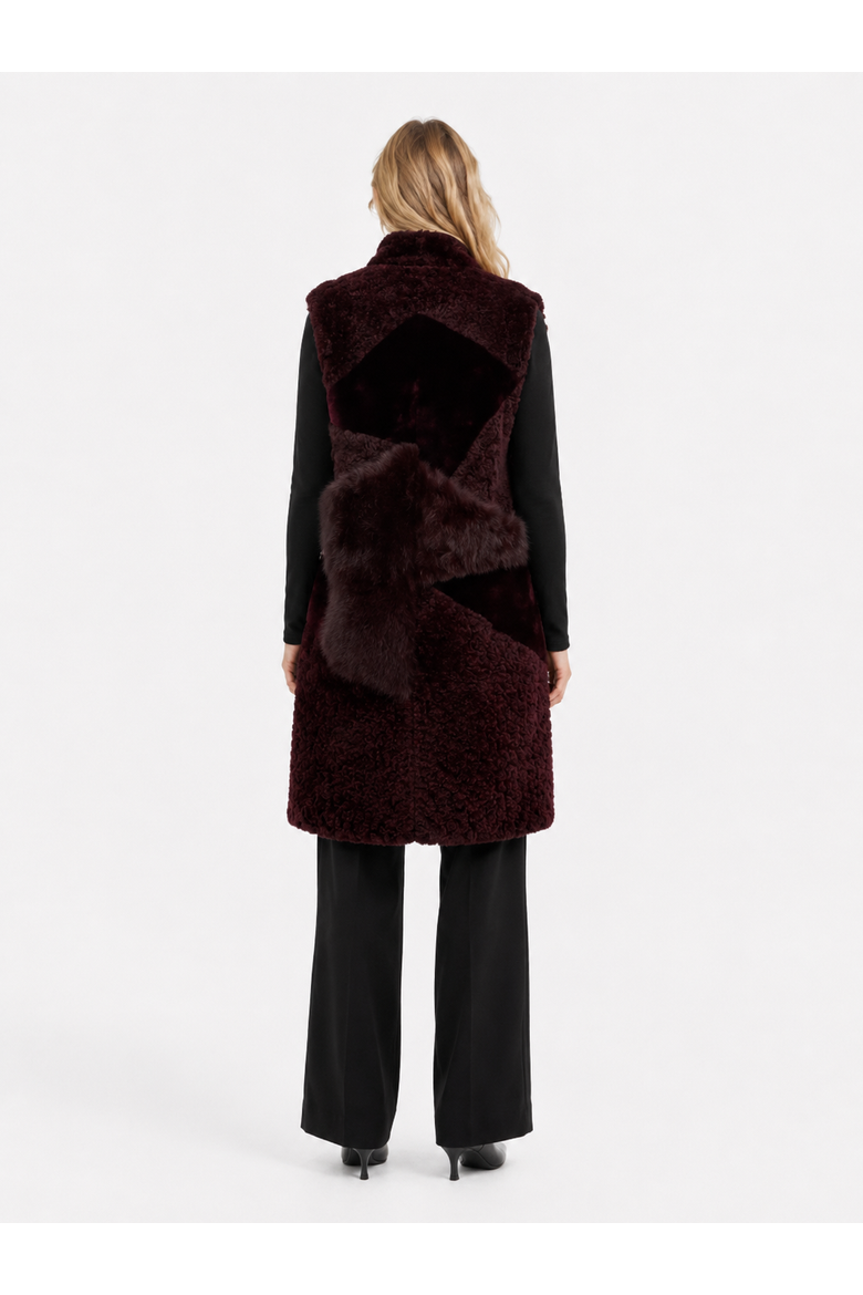Dolce Shearling Midi Vest, Alternate, color, Burgundy
