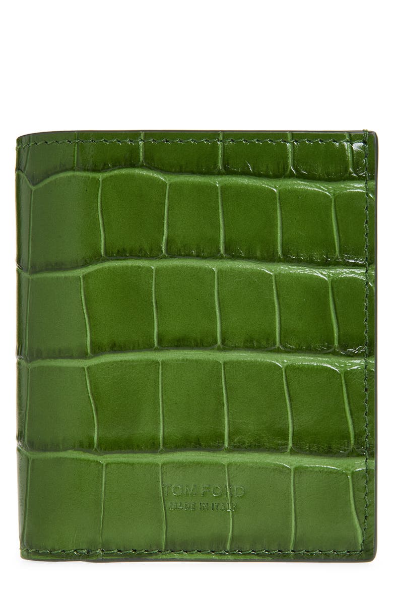 Croc Embossed Bifold Wallet, Main, color, CARDAMOM