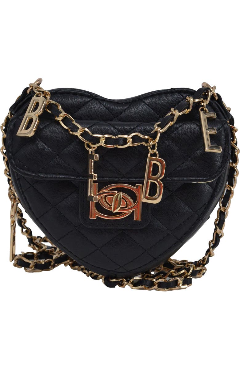 bebe Solana Quilted Heart Crossbody Bag, Alternate, color, Black