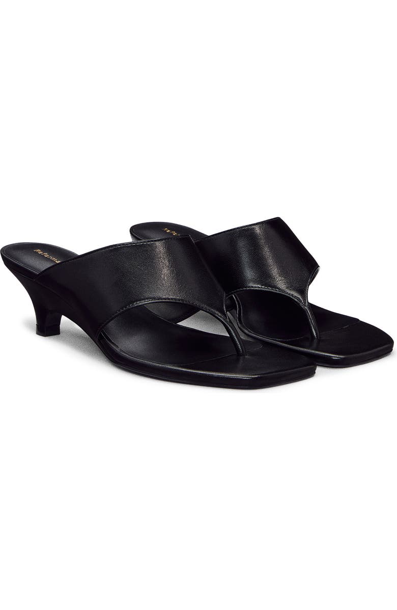 Reformation Sherlyn Wedge Thong Sandal, Main, color, Black Leather