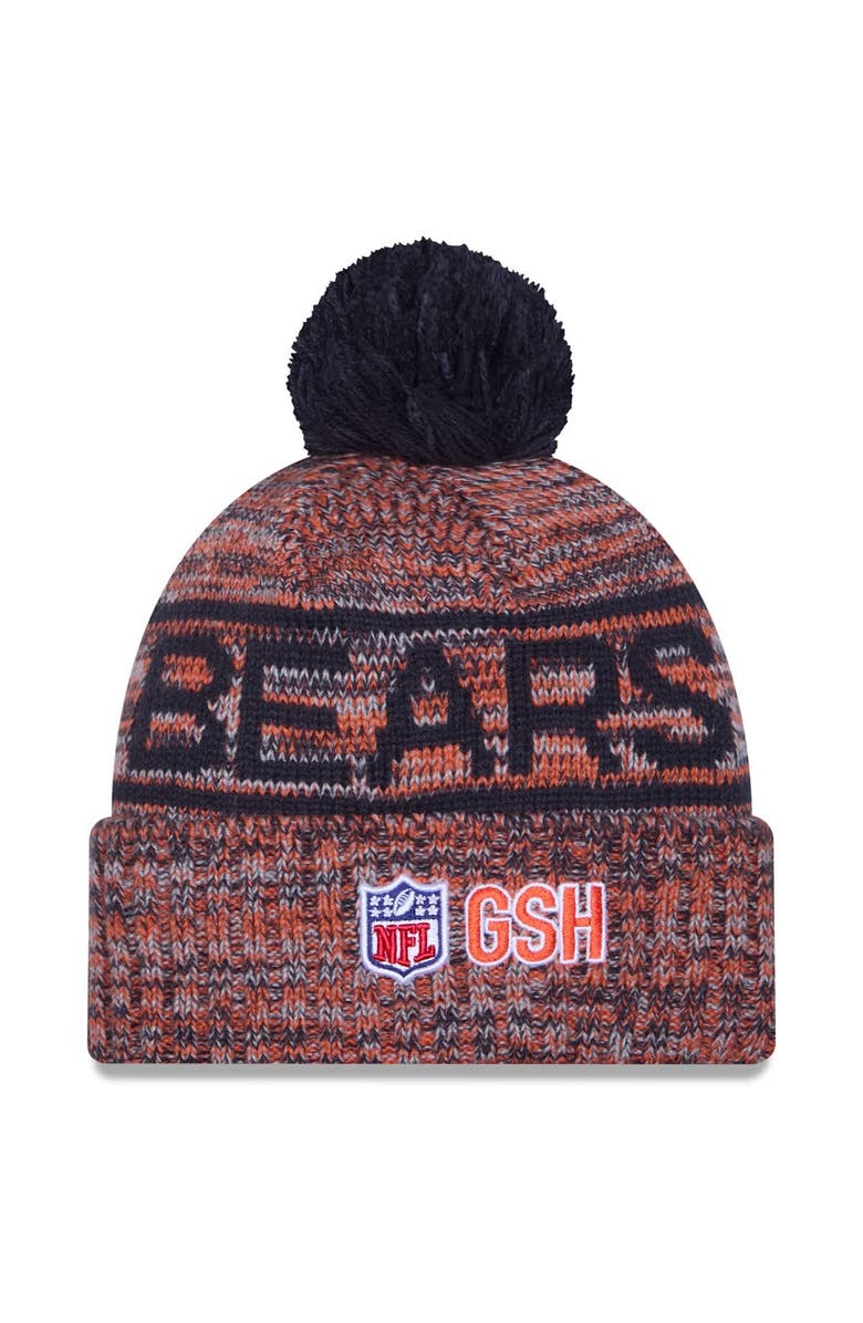 New Era Men's New Era Orange Chicago Bears 2025 Sideline Cold Weather Cuffed Knit Hat with Pom, Alternate, color, Orange