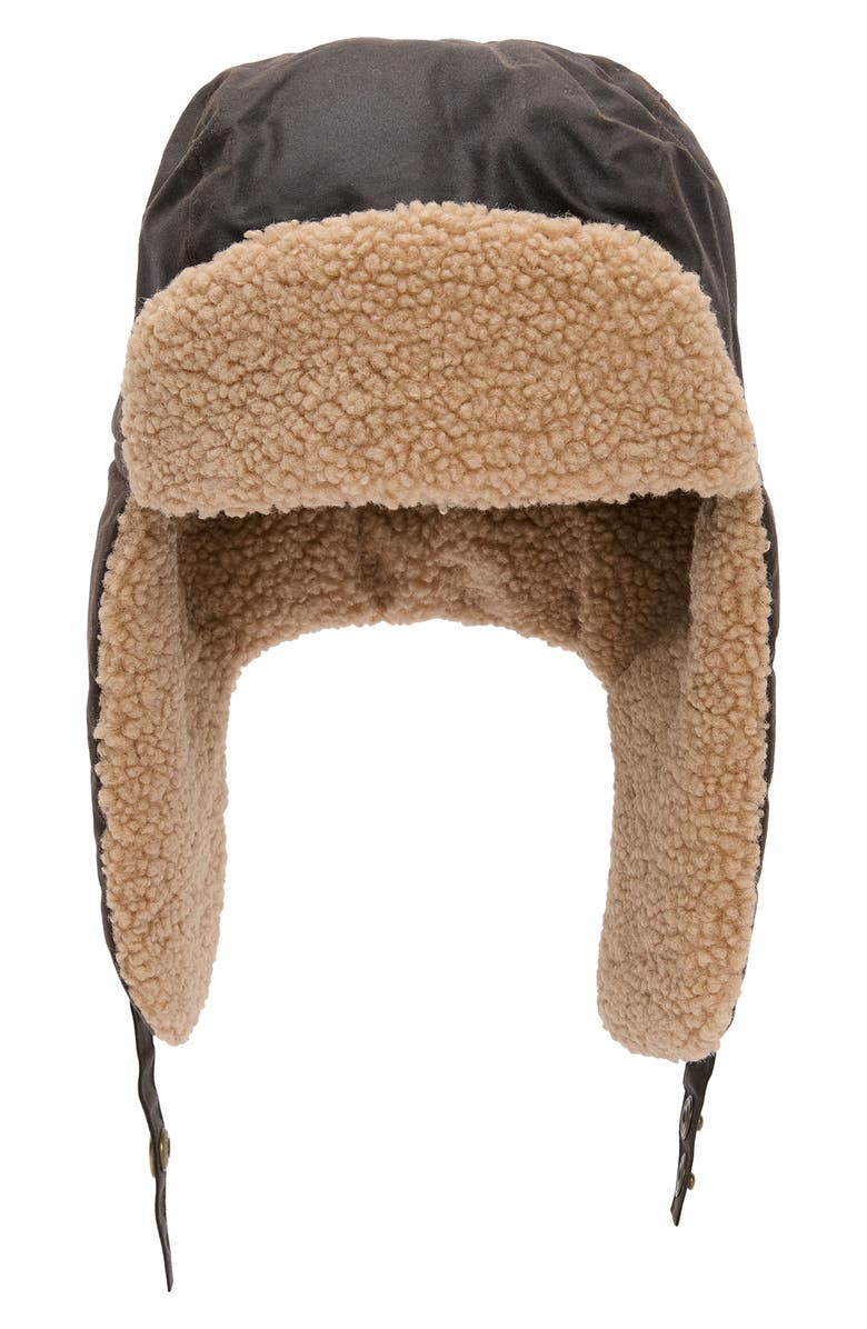Barbour Morar Waxed Faux Shearling Trapper, Main, color, Rustic