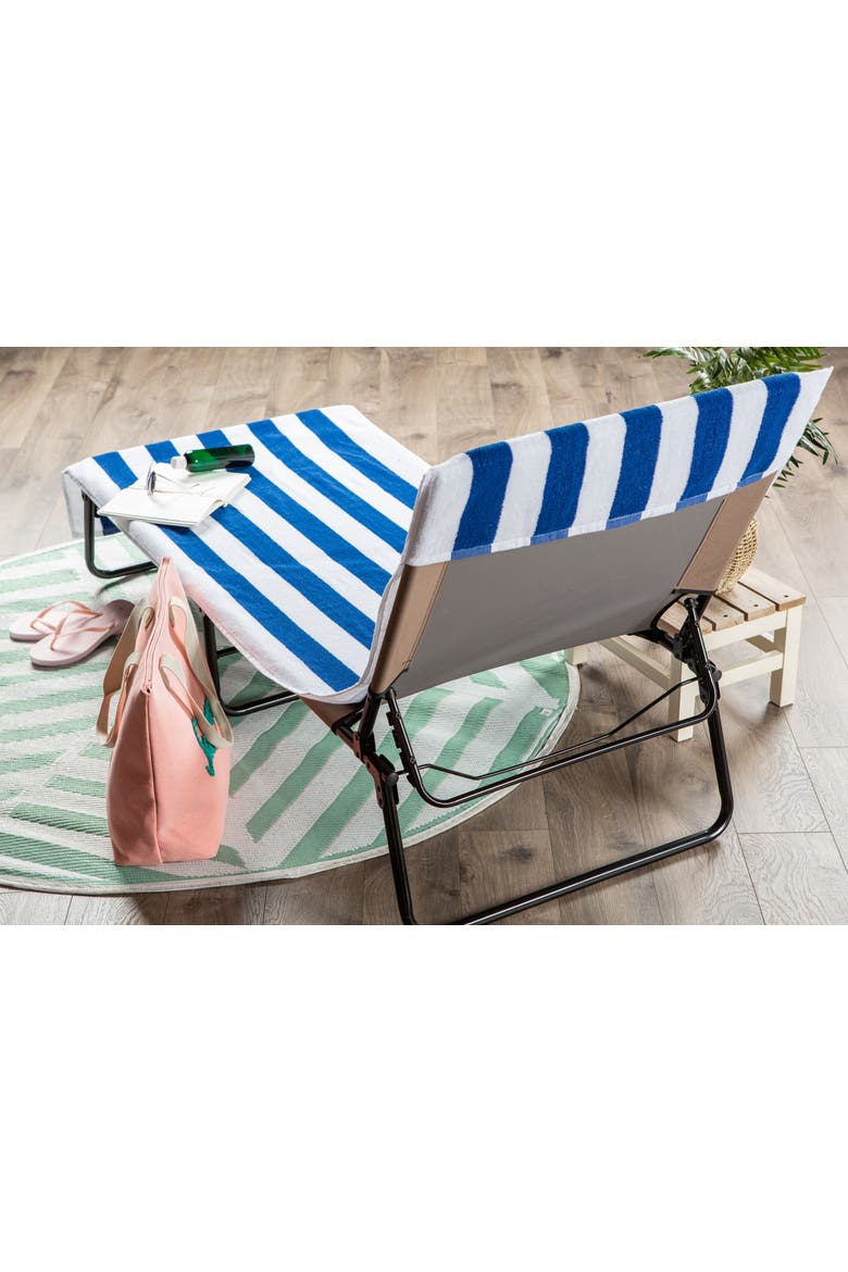 Stripe Lounge Chair Beach Towel - Top Fitted Pocket 26x82", Alternate, color, Blue