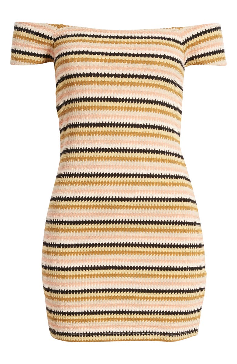 Rip Curl Sundial Stripe Off the Shoulder Knit Dress, Alternate, color, Bronze