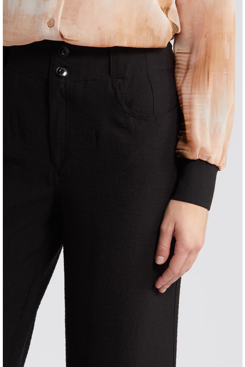 Crinkle High Waist Wide Leg Pants, Alternate, color, BLACK