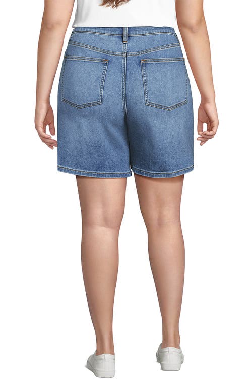 LANDS' END LANDS' END RECOVER MID RISE 7" JEAN SHORTS