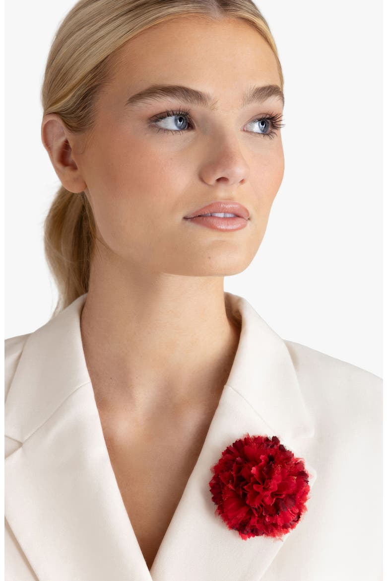 The Red Carnation Floral Brooch, Alternate, color, Red