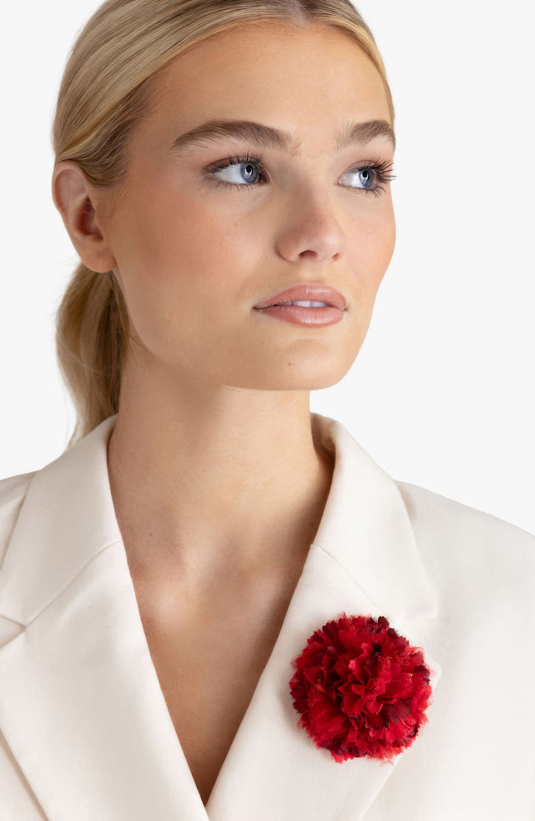 Helena Simon The Red Carnation Floral Brooch, Alternate, color, Red
