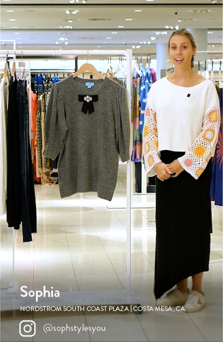 Crystal Bow Puff Sleeve Sweater, sales video thumbnail
