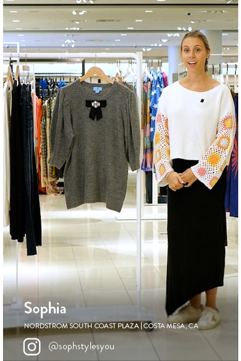 Crystal Bow Puff Sleeve Sweater video