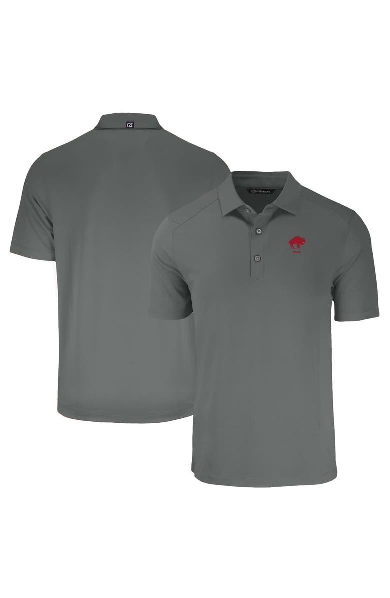 Cutter & Buck Men's Cutter & Buck  Gray Buffalo Bills Throwback Forge Eco Stretch Recycled Polo, Main, color, 