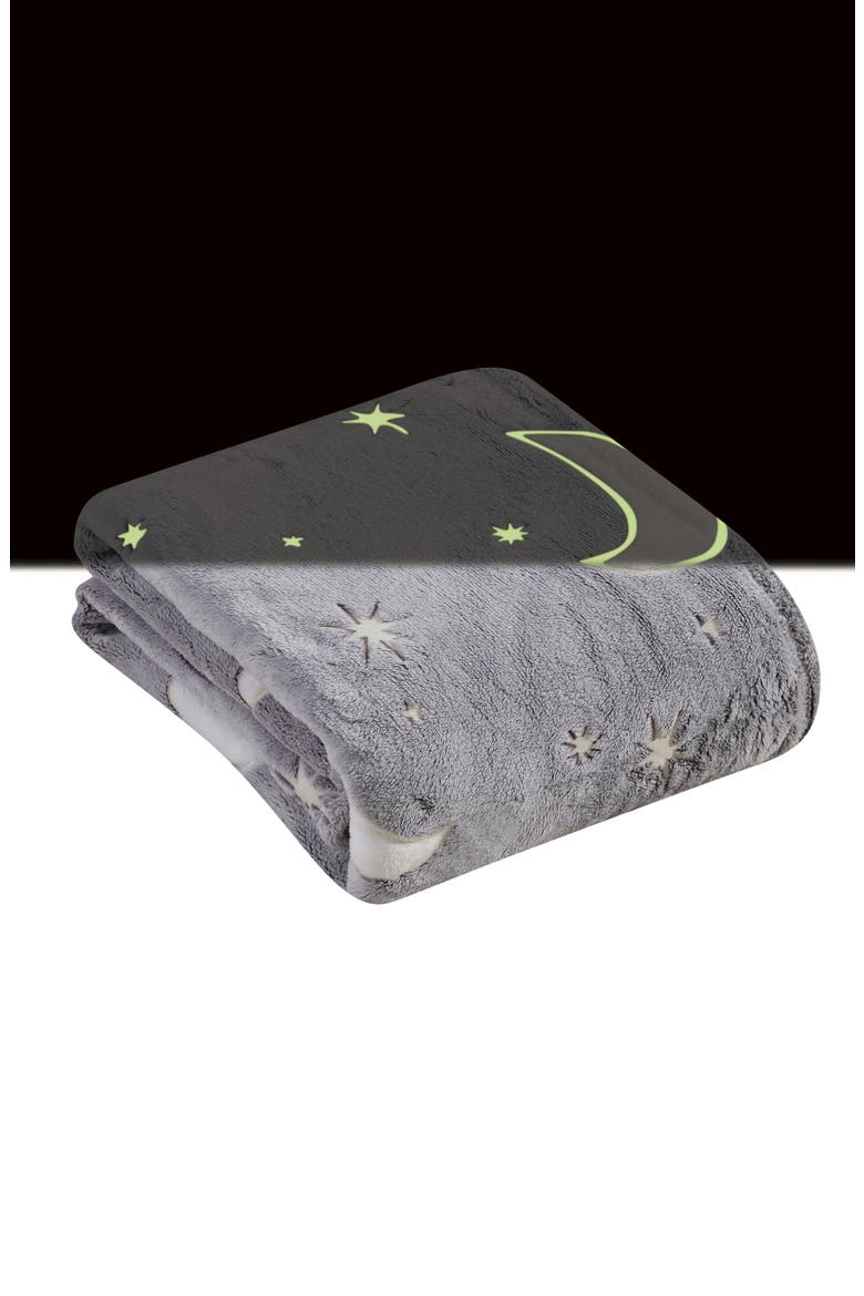 Glow in the Dark Fleece Throw Blanket, Main, color, STARS AND MOON
