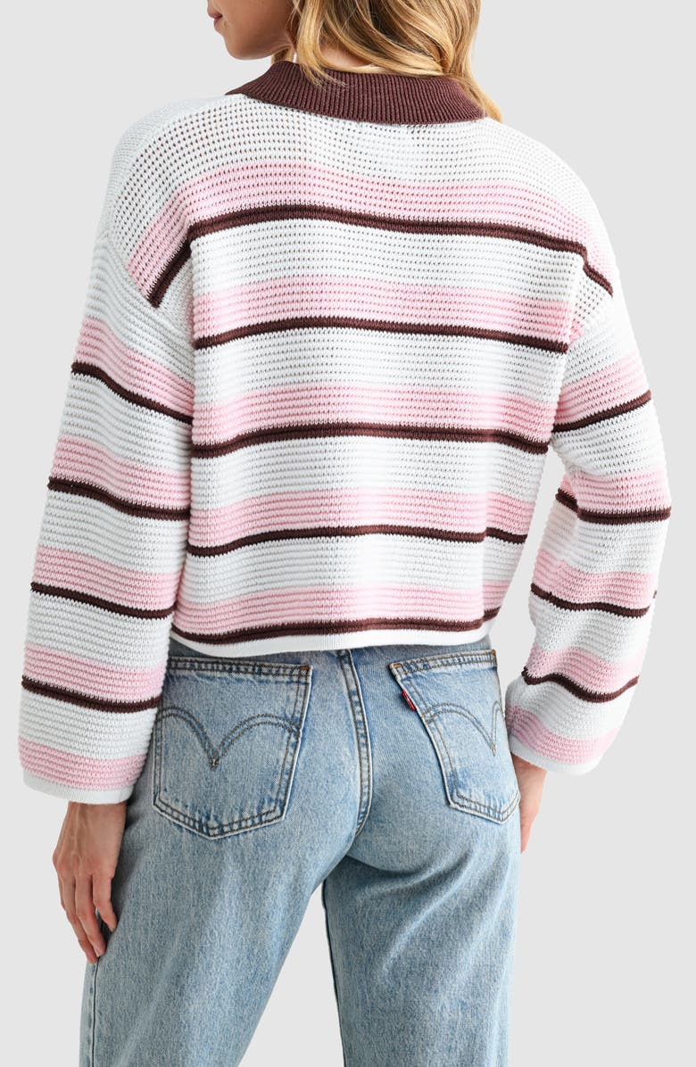 Lush Striped Polo Sweater, Alternate, color, Brown Blush