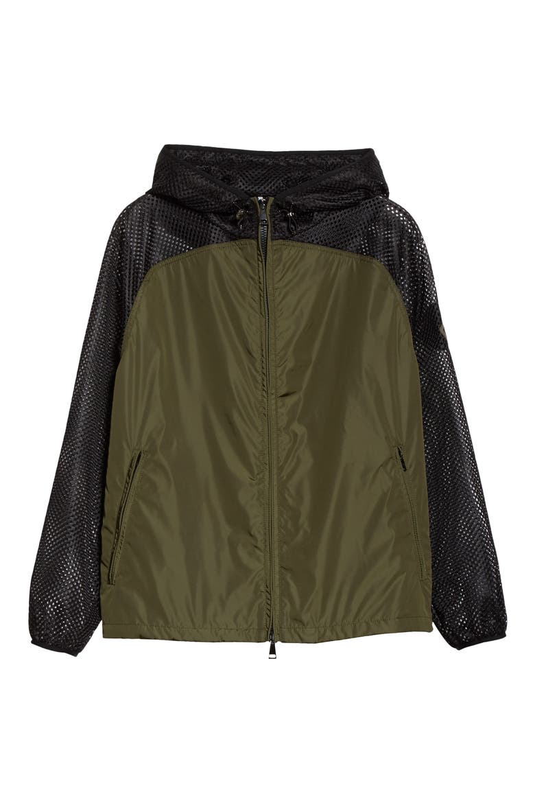 Persan Mesh Contrast Hooded Jacket, Alternate, color, GREEN