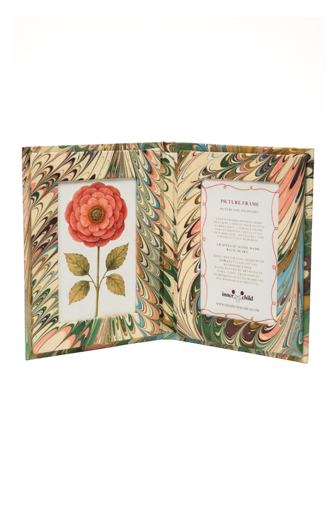 Hand-Marbled Picture Frame Folding Book - 4x6